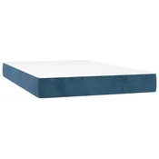 Vidaxl Vzmetnica z žepkasto vzmetjo srednje trdote temno modra 120x210x20 cm žamet