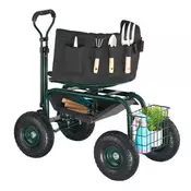 VEVOR Vrtni stol z wheels višinsko nastavljiv 360-stopinjski vrtljiv sedež 81x48x69 cm zelen