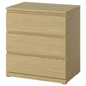 STORKLINTA Komoda s 3 fioke, im. hrastovine, 70x50x75 cm