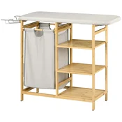 Homestar Košara za perilo 3-nadstropna z likalno desko 113x34x82 cm siva