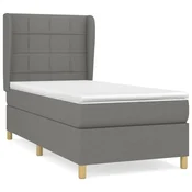 Vidaxl Box spring postelja z vzmetnico temno siva 90x200 cm blago
