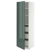 METOD / MAXIMERA Visoki element s fiokama, bela/Kallarp tamna sivozelena visokog sjaja, 60x60x200 cm