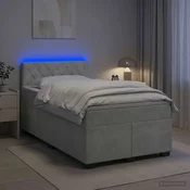 vidaXL Postelja boxspring z vzmetnico Svetlo siva 120 x 200 cm Žamet