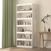 Vidaxl Knjižna omara/pregrada bela 80x30x199,5 cm trdna borovina