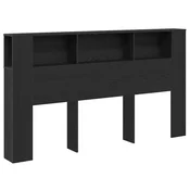 Vidaxl Posteljna glava s polico Črna Orehovina 180 x 18,5 x 102,5 cm