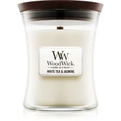 Woodwick White Tea & Jasmin dišeča sveča  275 g srednja