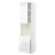 METOD/MAXIMERA Visoka omara za pečico+1vrata/2prd, bela/Voxtorp visoki sijaj/bela, 60x60x240 cm