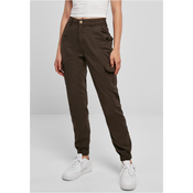 Womens high-waisted cargo pants brown
