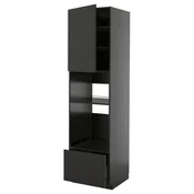 METOD/KNIVSHULT Visoka omara za vgrad gspd aparate, črno siva/Nickebo mat antracitna, 60x60x220 cm