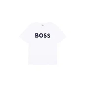 Otroška bombažna kratka majica BOSS bela barva