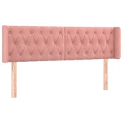 Vidaxl Vzglavje z ušesi roza 163x16x78/88 cm žamet