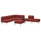 LILLEHEM Modul. sofa šestosed s pom. stocic., Gunnared/smede-crvena drvo