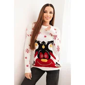 Christmas sweater with reindeer ecru