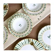 24-delni jedilni set v beli/zeleni/zlati barvi, keramika