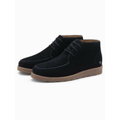 Ombre Mens eco leather shoes with insulated high upper - black