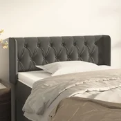 Vidaxl Vzglavje z ušesi temno sivo 103x16x78/88 cm žamet