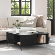 vidaXL Klubska miza Črni hrast 80 x 80 x 36.5 cm Konstruiran les