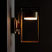 Moretti Luce LED zunanja stenska svetilka Cubic 3372 medeninasta antika/opal - Vintage - starinska medenina, opal