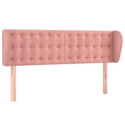 Vidaxl Vzglavje z ušesi roza 147x23x78/88 cm žamet