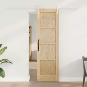 vidaXL Drsna vrata Naravna in bela 61 x 198,5 cm Trdna borovina