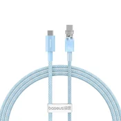 BASEUS Kabel Explorer s senzorjem temperature, USB-C, 100 W, 1 m – modri
