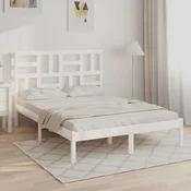 Posteljni okvir bel iz trdnega lesa 140x200 cm