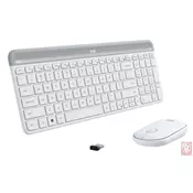 Logitech Wireless Combo MK470, slim keyboard, optical mouse, USB receiver, white, US