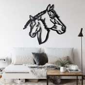 WallXpert metalni zidni ukras 5074, glave kobile i ždrebeta, 45 x 43 cm, crni
