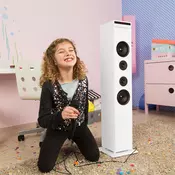 auna Karaboom CD karaoke uredaj, bluetooth, MP3, USB, punjac, mikrofon, daljinski upravljac, bijela boja