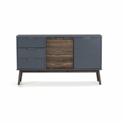 Antracitno siva/temno rjava nizka komoda iz masivnega bora 140x80 cm Nussa – Marckeric