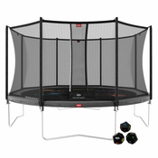 Berg Trampolin Favorit Gray 430 cm + udobna varnostna mreža + logična in arkadna igra LEVELS