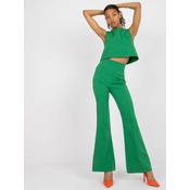 Green two-piece set with high-waisted trousers