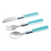 CANPOL Pribor - metalni set nož/ viljuška i kašika za bebe 9/477 - plave boje