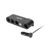 shumee Razdelilnik vtičnice za avtomobilski vžigalnik x4 s kablom in USB