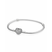 PANDORA zapestnica s svetlečim srcem 590727CZ (dolžina 18cm), (925/1000), srebrna