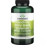 Kompleks za obvladovanje stresa z rastlinami Rhodiola, sveto baziliko in baldrijanom - 180 kapsul