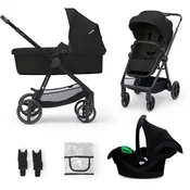 kinderkraft® otroški voziček 3v1 newly™ classic black + mink™ pro