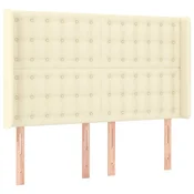 Vidaxl Vzglavje z ušesi krem 147x16x118/128 cm umetno usnje