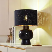 Namizna svetilka Lindby Arved, črna, tekstil, keramika, 46 cm - Dnevna soba/jedilnica - Skandinavski - Tkanine/tekstil
