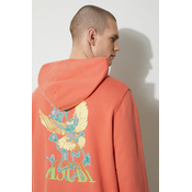 Bombažen pulover KSUBI flight kash hoodie moški, oranžna barva, s kapuco, MPS24FL009