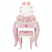 Kinder Home deciji drveni toaletni stocic sa ogledalom i svetlima roze, 92 cm ( V08H223 )
