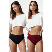 Trendyol Black-Claret Red 2 Pack Seamless Hipster Knitted Panties