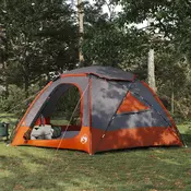 vidaXL Šotor z kupolo in odstranljivim dežnim plaščem Siva in oranžna
