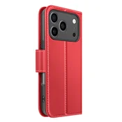 AVIZAR Denarnica etui za iPhone 17 Pro Max iz premium usnja s funkcijo stojala, Rdeča, (5000188958)