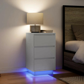 Nocni ormaric s LED svjetlima bijeli 38x34x65 cm