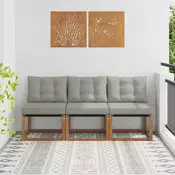 3 Komad Vanjska srednja sofa Masivno bagremovo drvo, Tekstilen