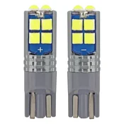 LED žarnici AMiO CANBUS W5W T10 10SMD 3030, bela, 12-24V