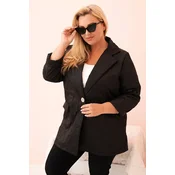 Kesi Włoski Plus Size womens quilted jacket with collar and button black