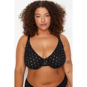 Trendyol Curve Black Polka Dot Stranded Mesh Plus Size Bra