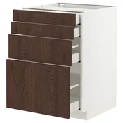 METOD / MAXIMERA Podni element 4 fronta/4 fioke, bela/Sinarp smeda, 60x60 cm